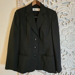 Christian Dior Women's Vintage Black Blazer Jacket With Pants Set Wool Silk 10